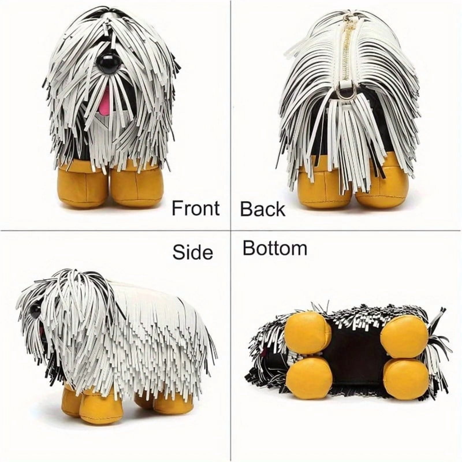 Womens Dog Shaped Shoulder Bag - PU Leather Crossbody Bag with Tassel and Gold Hardware, Zipper Closure, Adjustable Shoulder Strap, Portable Cute Small Bag for Daily Use Travel (1 Pack, Gold)