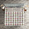 thumbnail image 2 of Ambesonne Colorful Quilted Coverlet 3 Pcs, Skulls with Flowers, King Size, Multicolor, 2 of 2