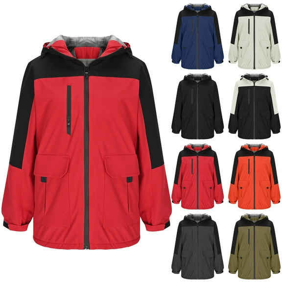 XUNKUSGA Men's Waterproof Ski Jacket Warm Winter Snow Coat Fleece Lined Hooded Snowboarding Jackets Lightweight Outdoor Thick Winter Coat for Hiking with Zipper Pockets Orange