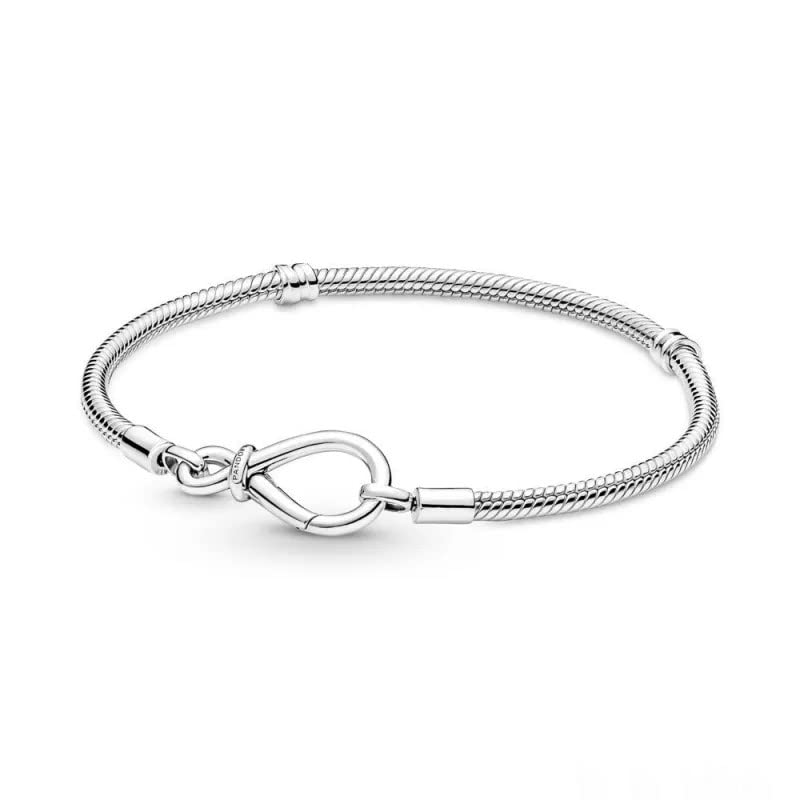 Pandora Moments Infinity Knot Snake Chain Bracelet - Compatible Moments Charms - Sterling Silver Charm Bracelet for Women - Gift for Her - 17 cm, No