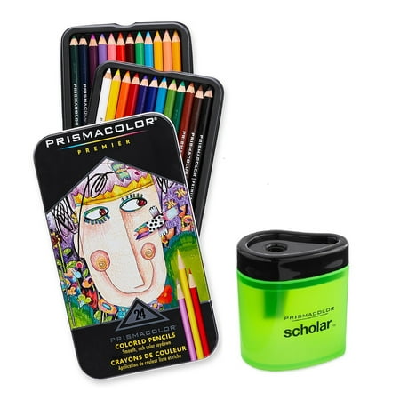 Prismacolor Premier Soft Core Colored Pencil, Set of 24 Assorted Colors + Scholar Colored Pencil