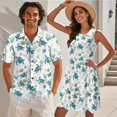 thumbnail image 2 of Yuyamidu Couples Outfits Matching Sets Summer Shirts for Men Womens Hawaiian Dresses Button Up Short Sleeve Shirts for Men and Women Matching Outfits Short Pleated Tiered Sundresses Man L, 2 of 6