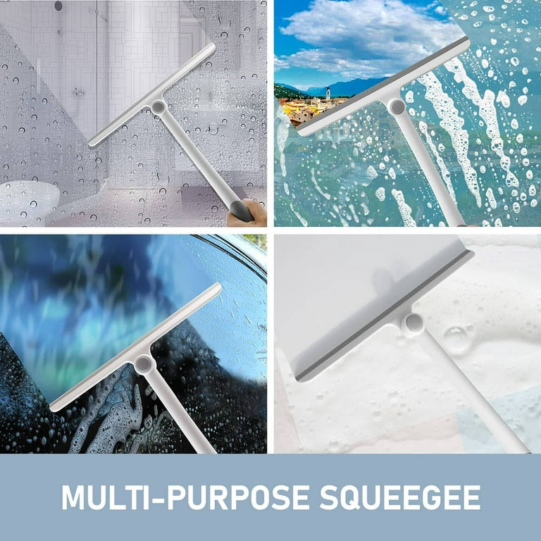 iMucci Silicone Shower Squeegee with Long Handle 11 inch Blade All-Purpose  Heavy-Duty Window Squeegee for Shower Glass Doors Bathroom Shower 