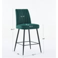 thumbnail image 3 of Set of 2 Simple Velvet Green Bar Stools - Adjustable Iron Feet, Contemporary Design, Comfortable Sponge Seat, 20"W x 18"D x 40"H, Perfect for Bar Counter, Kitchen, Dining Room, 3 of 9