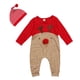 thumbnail image 4 of Bebé recién nacido Niños Niñas Navidad Manga larga Nariz roja Dibujos animados Reno Pijama Mono Conjunto de mono con sombrero a rayas Adecuado para 0-6 meses (70 cm), 4 of 6