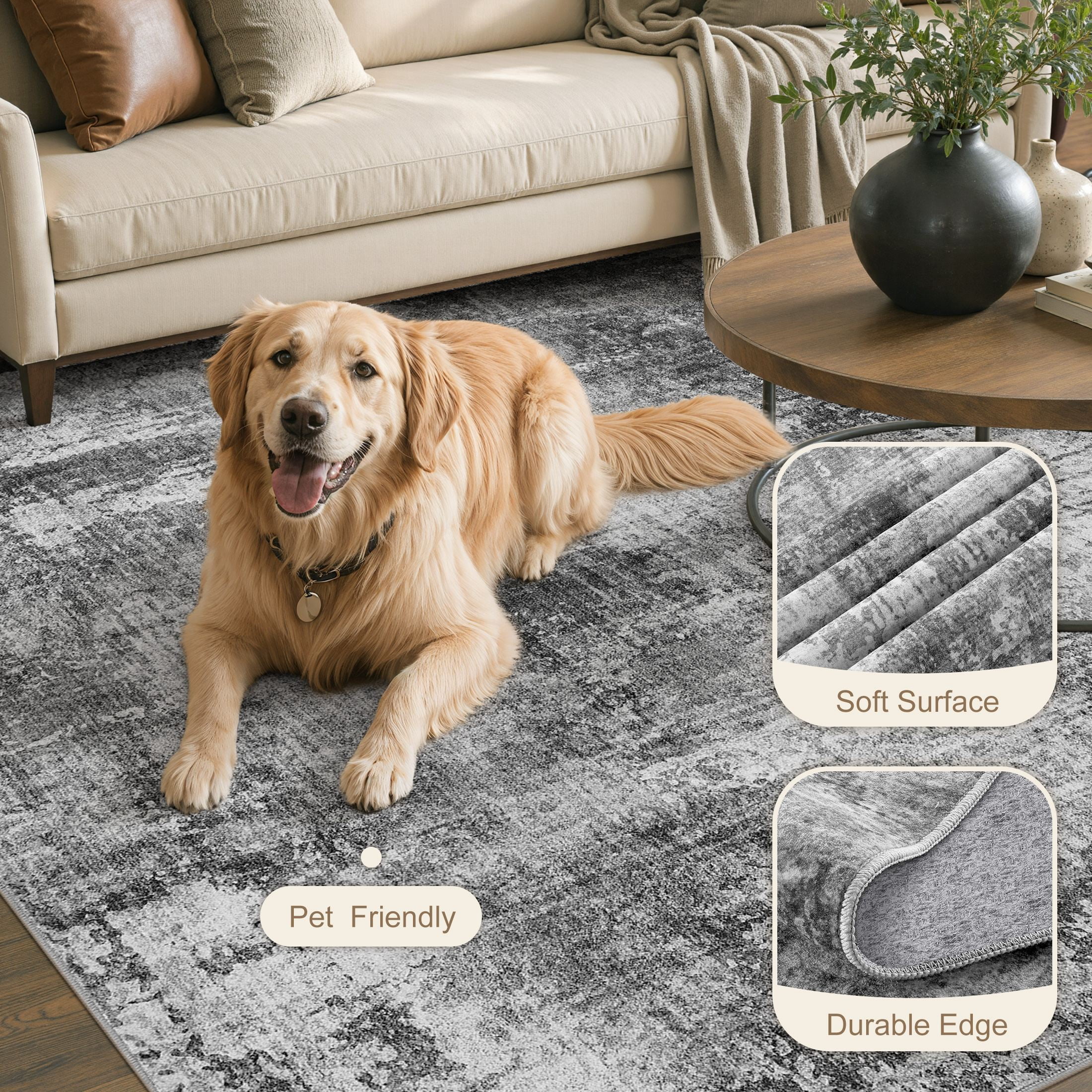 MICGEEK 2'x3' Abstract Area Rugs, Stain Resistant Washable Throw Rugs for Entrance Entryway, Modern Small Area Rug Front Door Mat Entrance Doormat with Non-Slip Backing, Dark Gray