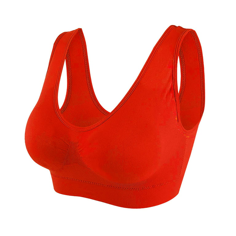 Eashery Push Up Sports Bras for Women Women's Adjustable Shirred Front  Racerback Sports Bra Red 36D 
