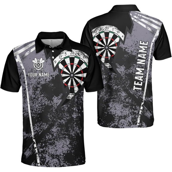 Personalized 3D Dart Polo Shirt for Teams Custom Name Funny Dartboard Design Ideal Gift for Dart Players American (S)