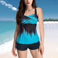 thumbnail image 2 of Fadeal Bathing Suit for Women Women Plus Size Tankini Swimsuits Two Piece Color Block Cutout Flowy Tummy Bathing Suits with Shorts Tankini Swimsuits for Women Blue S, 2 of 4