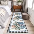 thumbnail image 4 of Christmas 2'x6' Runner Rugs for Hallway Kitchen Bedside Non Slip, Winter Snowflakes Flowers Eucalyptus Leaves Plaid Entryway Rug Runners with Rubber Backing, Long Carpet Runner for Laundry Room, 4 of 8