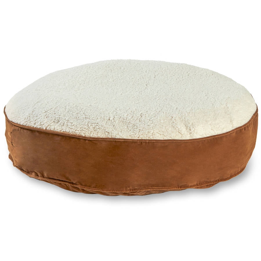 Happy Hounds Scout Deluxe Round Dog Bed, Medium, 36", Latte/Sherpa