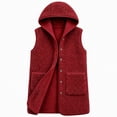 thumbnail image 3 of Lutiedan Fleece Hooded Vest for Women Sleeveless Button down Outerwear Vest Fall Winter Warm Jackets with Pocket S-XXL,Red, 3 of 6