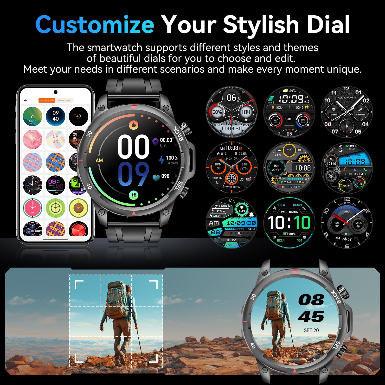 smart watch for Women, Compatible with Android and iPhone Devices, Featuring Fitness Tracker, 1.85-inch Smartwatch Gift, Answer/Make Calls/120 Sports Modes, IP68 Water-Resistant Fitness Watch (Pink)