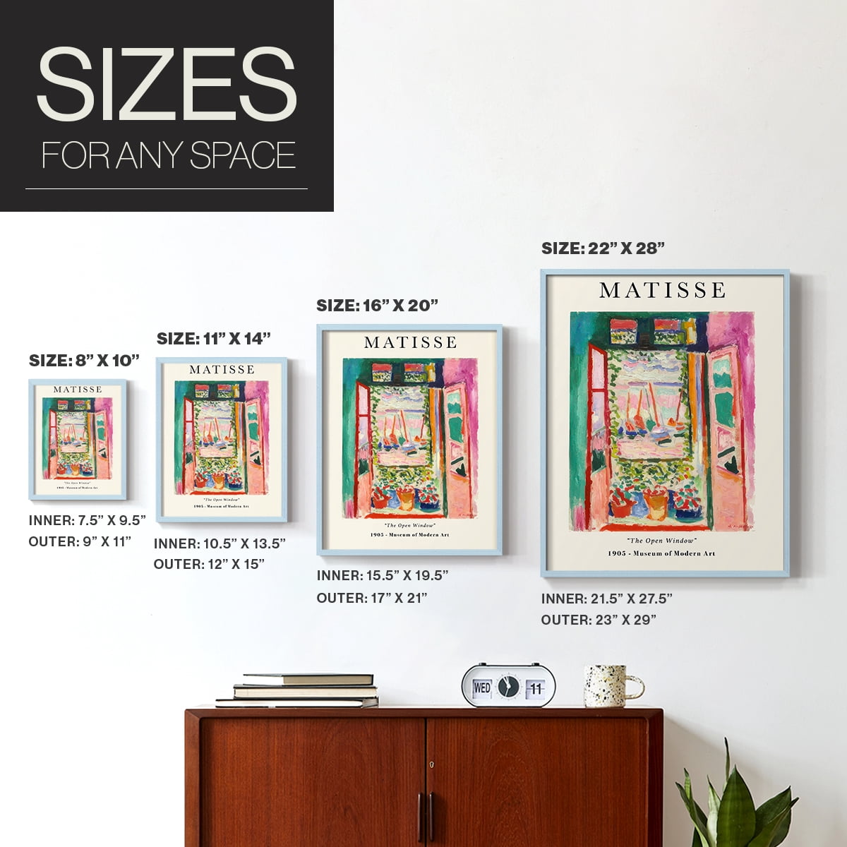 Matisse CLXXX Framed Print in Blue Solid Wood 11 x 14 Framed Print
