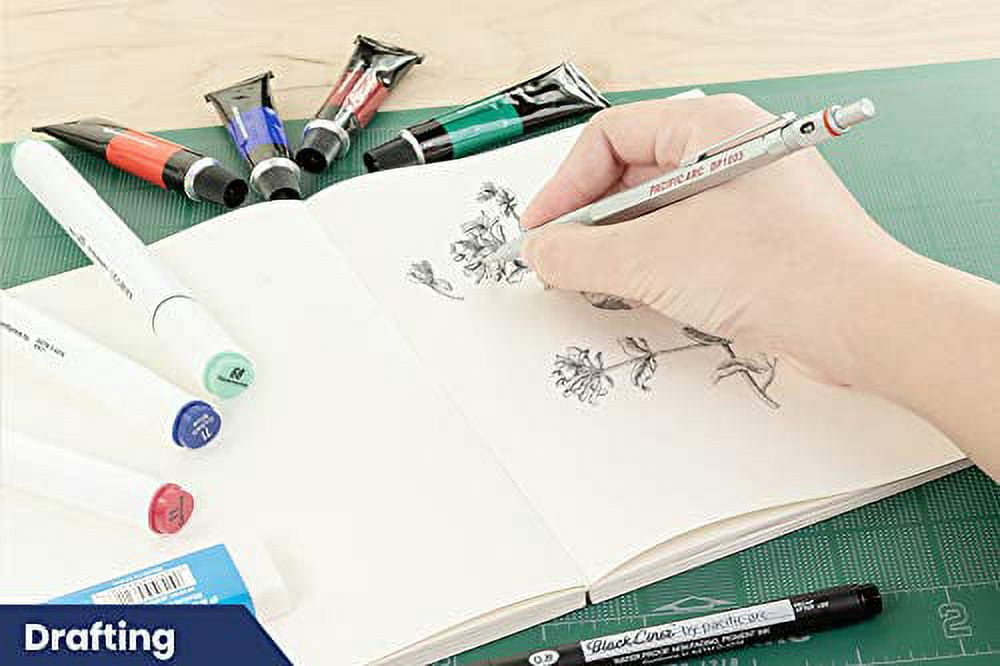 Pacific Arc - Chromograph Metal Mechanical Pencil .9 mm Silver Barrel Mechanical Pencil with Built In Adjustable Pencil Grade, Lead Pencil Holder for Drafting, Sketching, and Drawing