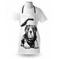 thumbnail image 4 of Bulldog Apron, Monochrome Style Graphic Demonstration of a Doggie in a Christmas Hat, Unisex Kitchen Bib with Adjustable Neck for Cooking Gardening, Adult Size, Charcoal Grey and White, by Ambesonne, 4 of 4