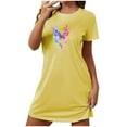 thumbnail image 2 of Sakmal Moomoos for Women Sleep Soft Yellow Short Nightshirt Butterfly Print Short Sleeve Nightgowns for Women, 2 of 7