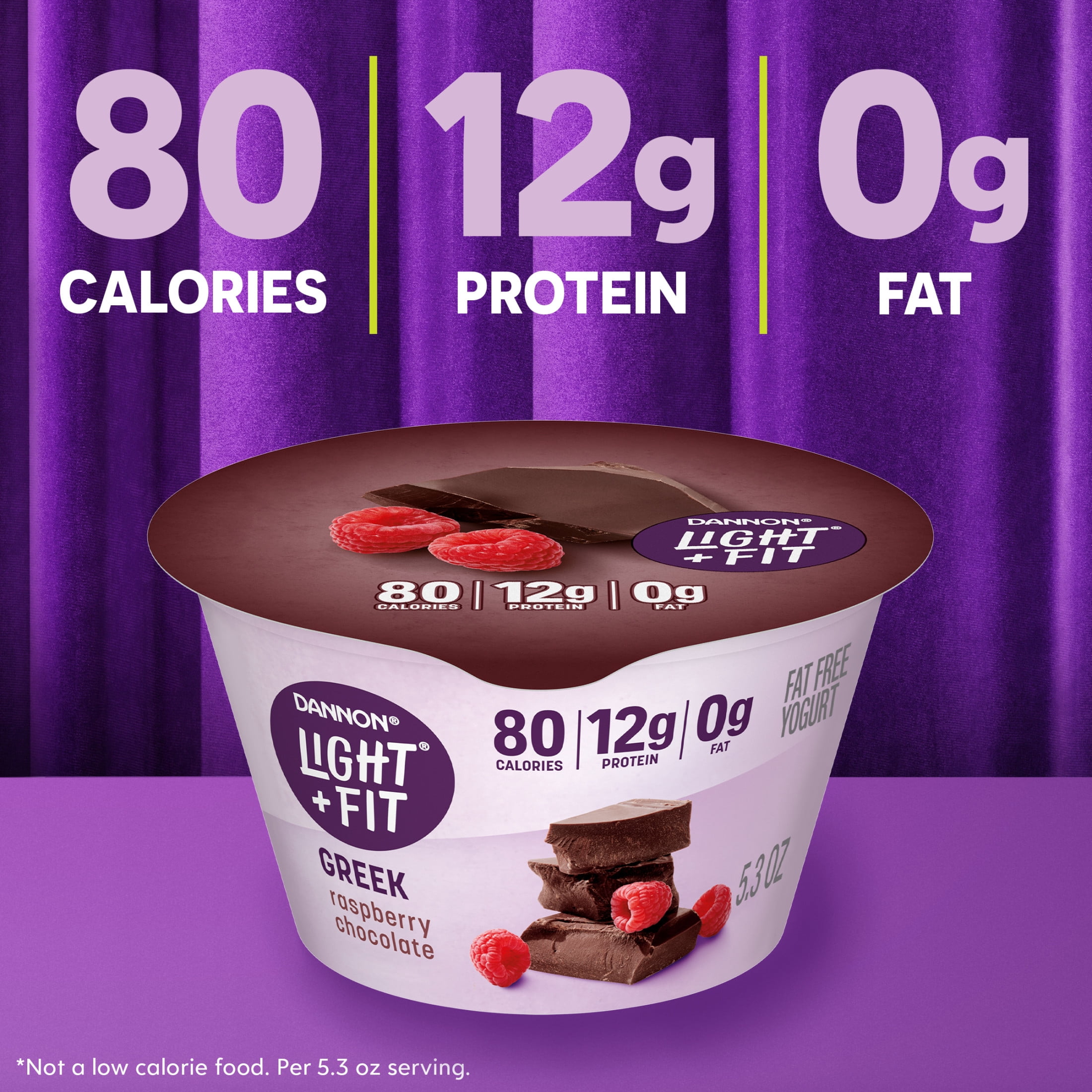 Dannon Light + Fit Raspberry Chocolate Greek Fat Free Yogurt Cup, 5.3 oz