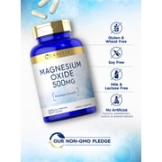 Magnesium Oxide 500mg | 120 Quick Release Capsules | Non-GMO and Gluten Free Supplement | By Carlyle