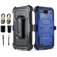 thumbnail image 1 of Value Pack for 5.5" LG XPower2 Combo Holster Belt Clip Kickstand Dual Layer Protective Case Raised Bevel Design Enhance Camera and Screen Protection Shockproof Heavy Duty Bumper Case + [Blue], 1 of 4