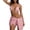 Pink, variant on Women's New Liquid Matte or Shiny String Bra Swimsuit Top Three Piece Swimsuit With Strappy Skirt