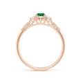 thumbnail image 2 of ANGARA Natural Aeon Vintage Style Emerald and Diamond Three Stone Engagement Ring in 14K Rose Gold for Women (Size-4mm) | May Birthstone, Anniversary, Jewelry Gift for Women | Natural Emerald Ring, 2 of 9