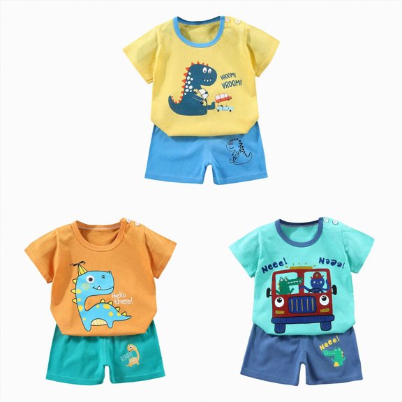 Gerichy Toddler Sets for Boys 5T Boy Clothes Baby Boy Clothes Toddler Summer Outfit Short Sleeve T-Shirt Tee Tops Joggers Casual Shorts Clothing Set 6PC