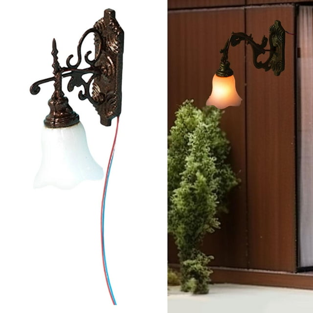 Lámpara de pared a escala HO (1:87) - iluminación para casa de muñecas - simulación de una escena realista - micro paisaje - regalo - lámpara de jugue cobre