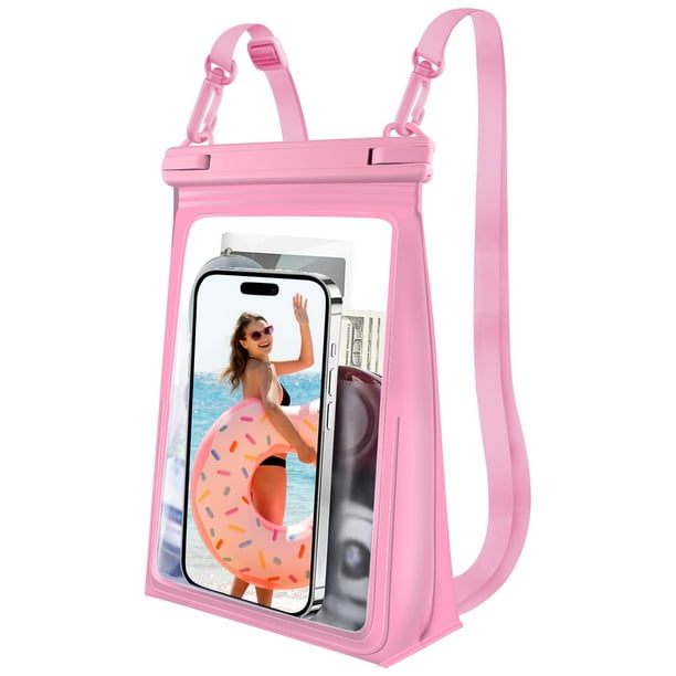 Funda impermeable para teléfono PEDVSTY, grande, flotante, rosa