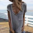 thumbnail image 4 of ZenCart Women T-shirt Round Neck Short Sleeve Patch Pocket Tee Shirt Solid Color Loose Fit Thin Pullover Tops Daily Wear, 4 of 8