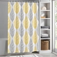 thumbnail image 3 of Leaf Geometric Striped Fabric Shower Curtain Botanical Plant Yellow Gery Leaves Washable Shower Curtains for Bathroom, Waterproof Bath Curtain with Hooks Home Decor 36x72in, 3 of 8