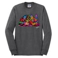 thumbnail image 2 of Wild Bobby, Colorful Rainbow Cat Animal Lover Mens Long Sleeve Shirt, Heather Black, 3XL, 2 of 3