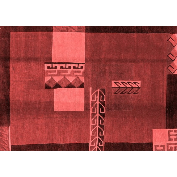 Ahgly Company Indoor Rectangle Abstract Red Modern Area Rugs, 2' x 5'