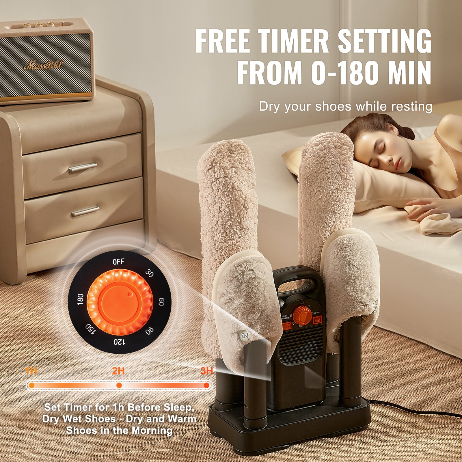 KFFKFF 4-Post Boots Dryer, Efficient Shoe Dryer with Ozone Sanitization  and Timer, Adjustable Shoe Warmer Snow Boots, Canvas Shoes, and Socks