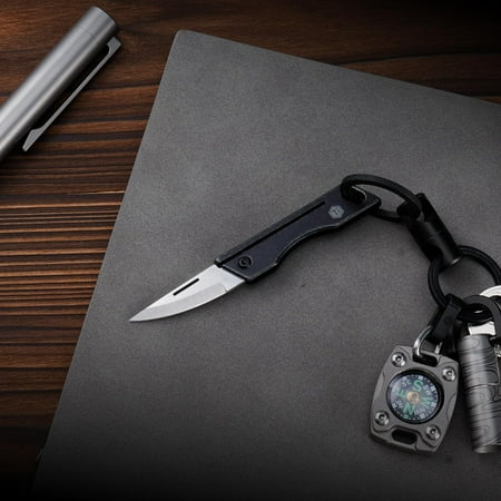OTGFRF-KK06BK Mini Titanium Pocket Knife for Everyday Carry- Razor Sharp Folding Blade Lightweight EDC Tool for Camping Hiking and Outdoor(Black)
