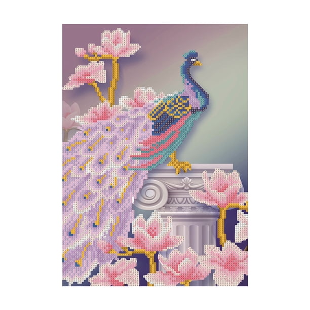 Cuadro de diamantes de imitación de pavo real Diy 5D, bordado de cristal de resina, imagen de diamantes de animales, punto de cruz decorativo para el hogar Methold JJ18386-02