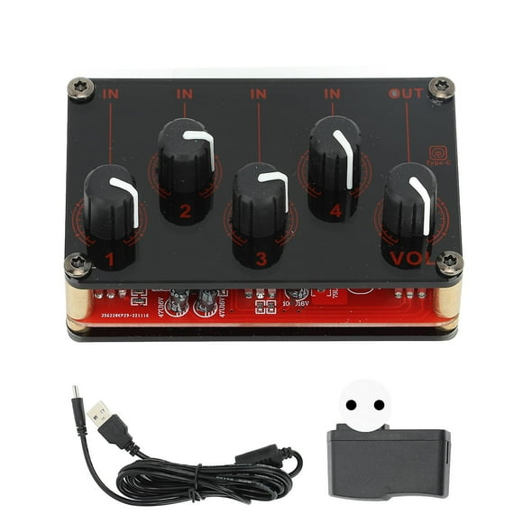 Mixeur o 4 entrées 1 sortie, circuit d'alimentation passif, mini carte son stéréo, console de mixage, prise UE 100-240 V