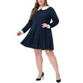thumbnail image 2 of MODA NOVA Juniors Plus Size Spring Fall Winter Peter Pan Collar Above Knee Dress 4X Navy Blue, 2 of 5