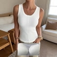 thumbnail image 5 of Soyumi Women Tank Top with Built-in Padded Bra Adjustable Wide Strap V-Neck Camisole Cotton Cami Shirts Summer Beach Vest Workout Going Out Y2K Cute Shirts, White, 5 of 6