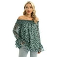 thumbnail image 2 of Valcatch Women Off the Shoulder Tops Long Sleeve Leopard Print Chiffon Top, 2 of 5