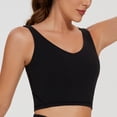 thumbnail image 4 of AGONVIN Women's Longline Sports Bra - U Back Wirefree Padded Workout Yoga Bra Crop Top Black XL, 4 of 8