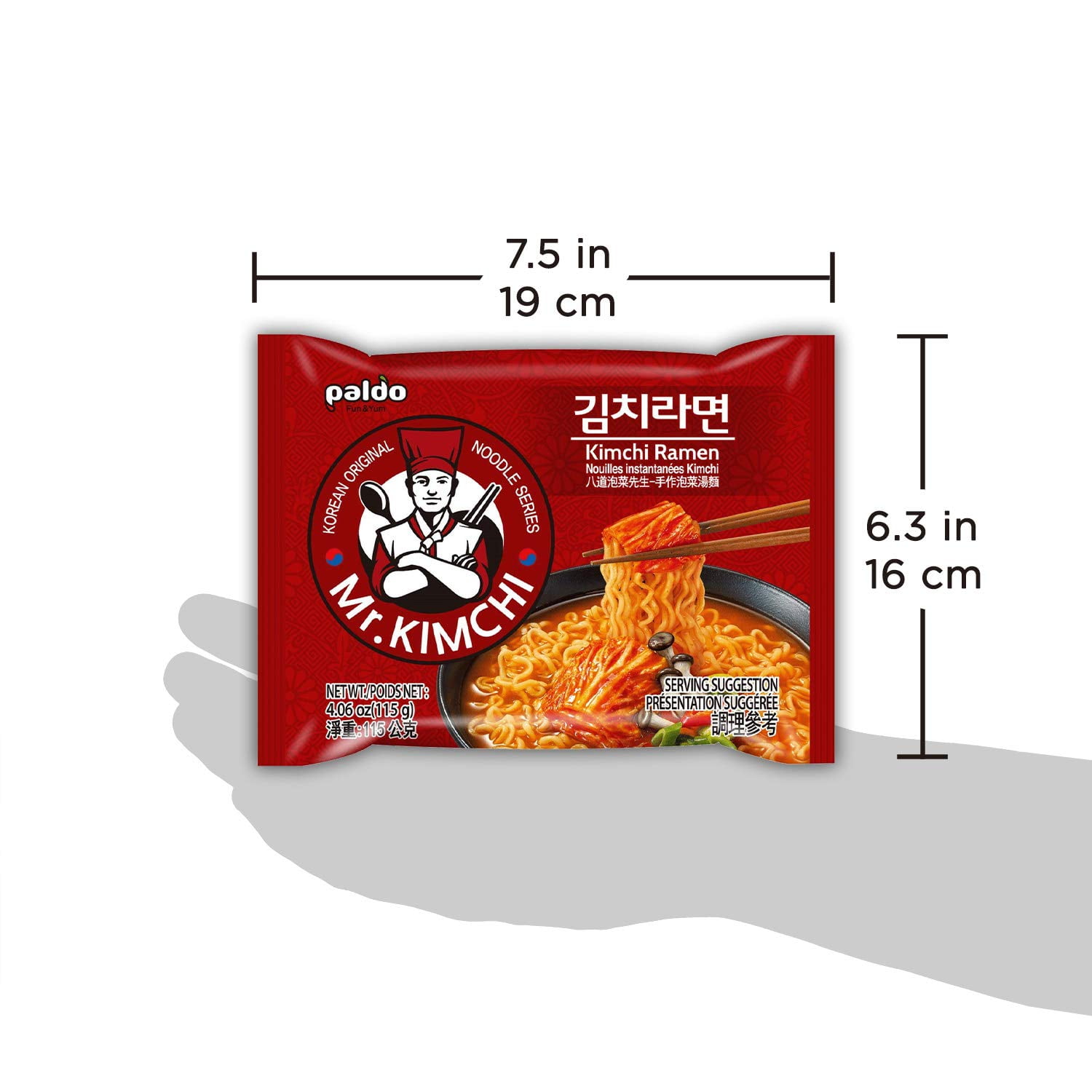 Paldo Mr. Kimchi Noodles Set, 4 Pack of Stir-Fried Instant Noodles & 4 Pack of Noodles with Kimchi Based Soup Spicy Ramen Challenge, 미스터 김치 김치볶음면 & 김치라면