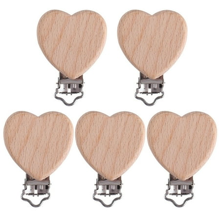 

Uposao 5pcs Wooden Pacifier Clip Toy Sling Clip Charm DIY Baby Pacifier Clip Grip Pacifier Chain Accessories Type 12