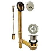Westbrass 14" Brass Bathtub Assembly with Trip Lever and Strainer Drain, Polished Nickel