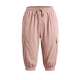 thumbnail image 7 of QQZ Cargo Capri Joggers Pants for Women, Drawstring Elastic Waist Cuffed Cropped Trousers with Cargo Pockets, Casual Bottoms for Hiking Yoga Travel Errands Daily Lounging, 7 of 7