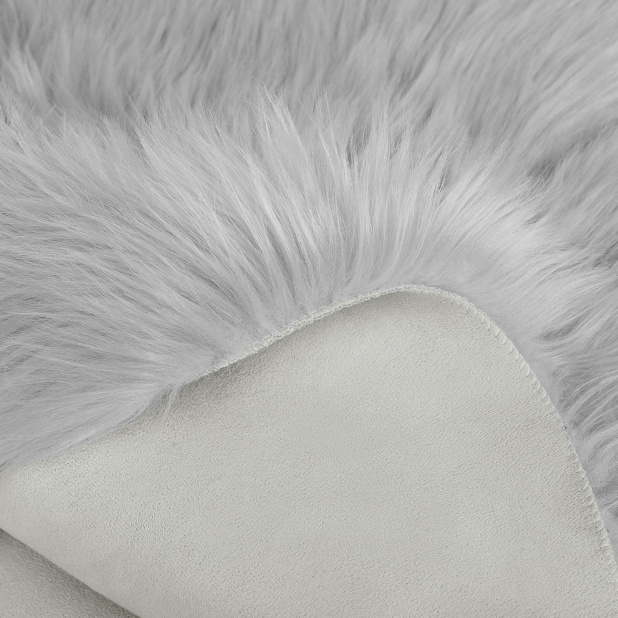 Unique Bargains Artificial Animal Wool Soft Faux Fur Sheepskin Plush Area Rug Light Gray 2x2 Feet Round