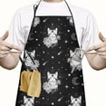 thumbnail image 2 of Black White Cat Rose Moon Star Pattern Apron-Garden Aprons for Women with Pockets-Cotton Linen Waterproof Kitchen Cooking Gardening Aprons Adjustable for Kitchen,Cooking,BBQ and Salon 33x27 Inch, 2 of 7
