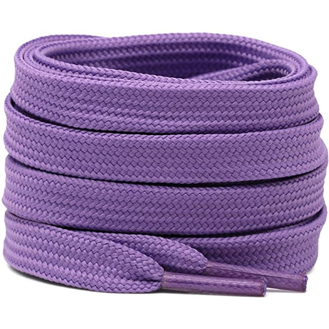 Solid Flat Shoelaces Hollow Thick Athletic Shoe Laces Strings 2 Pair, Light Purple 39"Inch (10OCM)