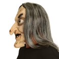 thumbnail image 3 of Máscara de bruja de Halloween de látex con cara de anciano aterrador con peluca, 3 of 5