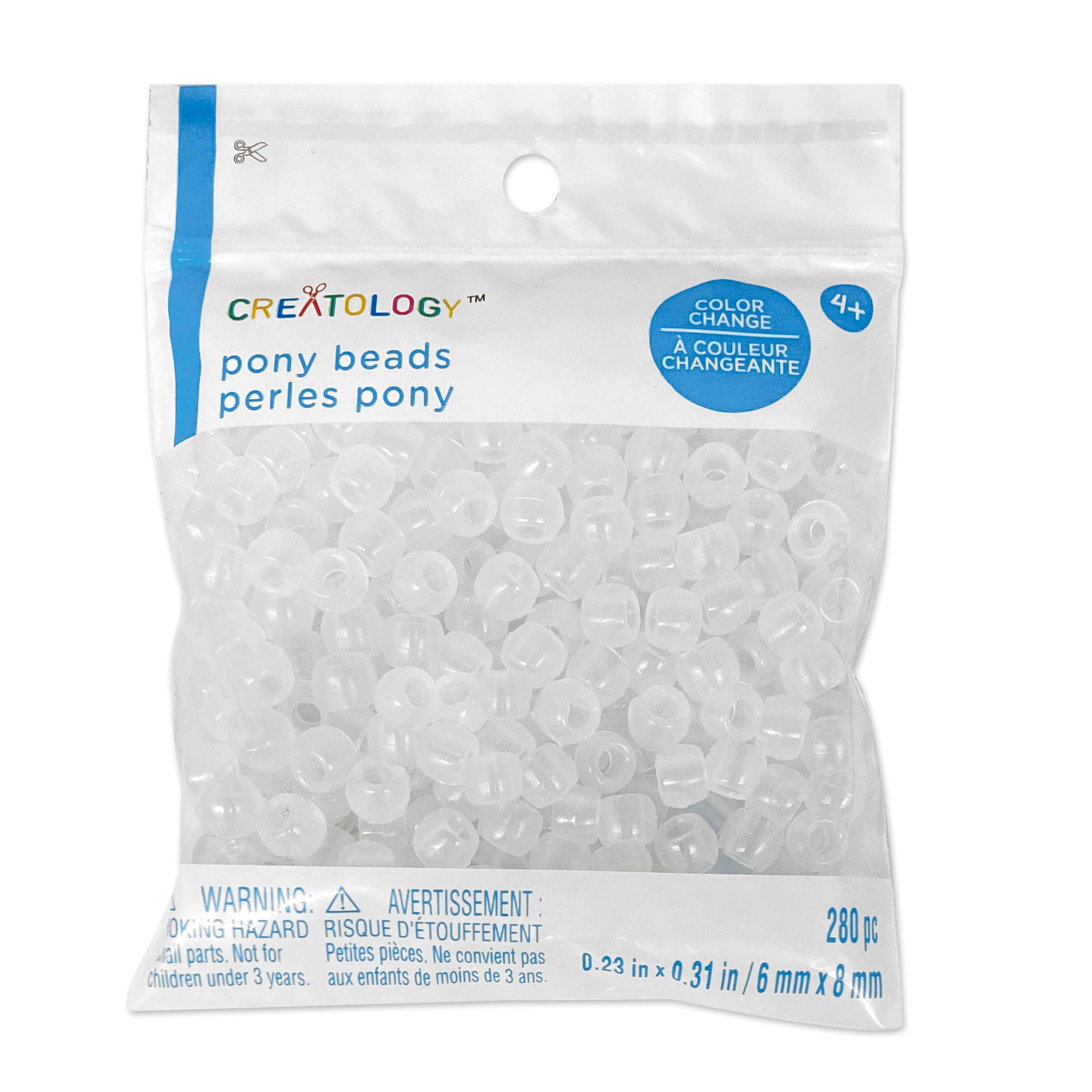 12 Packs: 280 ct. (3,360 total) Color Change Clear Pony Beads by Creatology - 6mm x 8mm